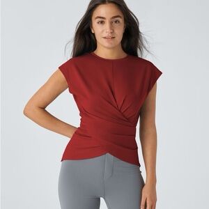 HALARA Cap Sleeve Crossover Hem Adjustable Work Top